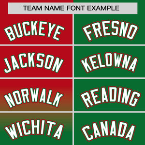 Custom Kelly Green Red Personalized Half Gradient Design Authentic Baseball Jersey