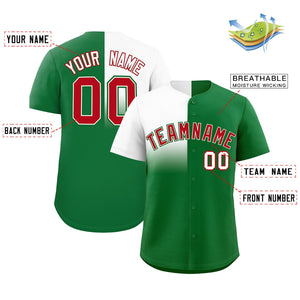 Custom Kelly Green White Personalized Half Gradient Design Authentic Baseball Jersey