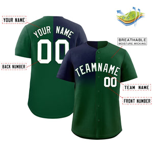 Custom Green Navy Personalized Half Gradient Design Authentic Baseball Jersey