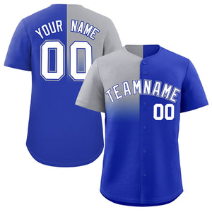 Custom Royal Gray Personalized Half Gradient Design Authentic Baseball Jersey