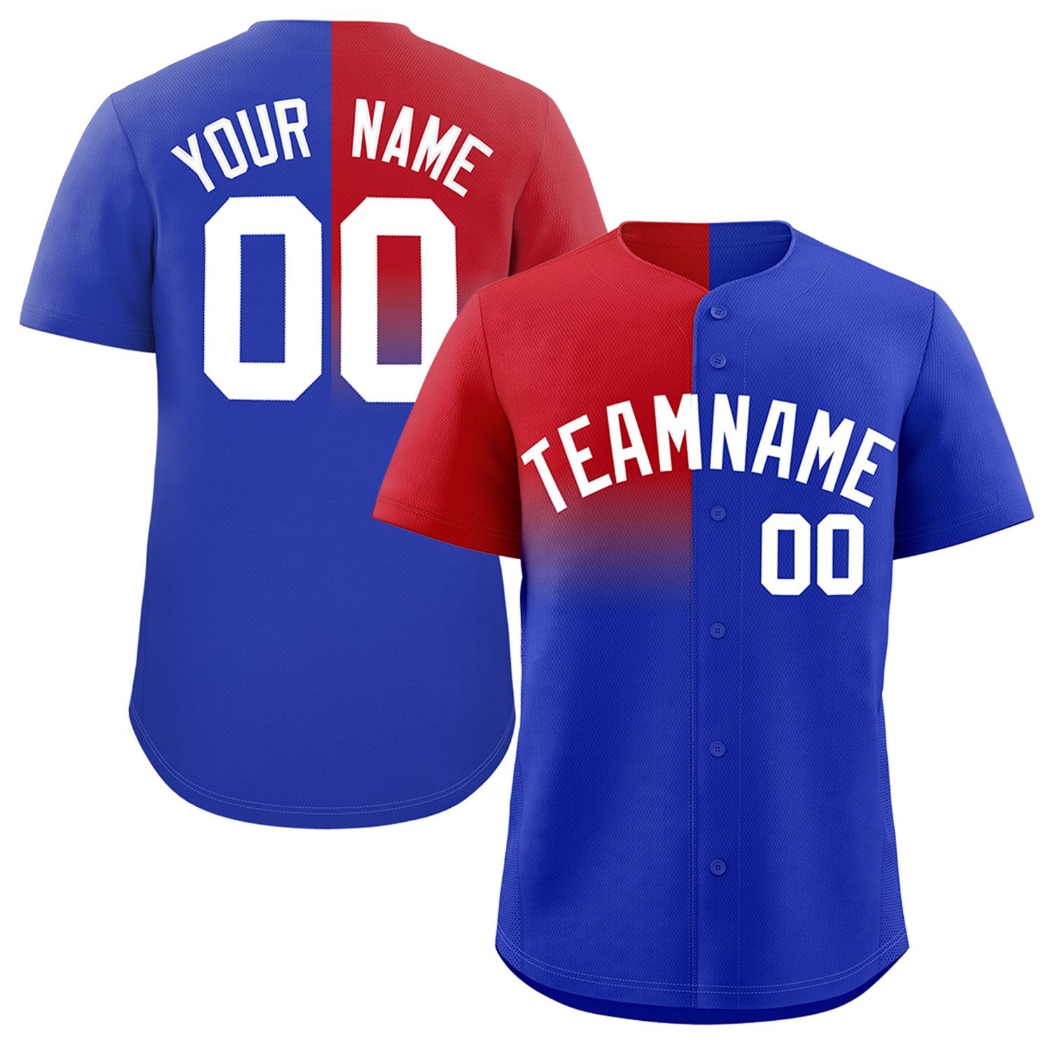 Custom Royal Red Personalized Half Gradient Design Authentic Baseball Jersey