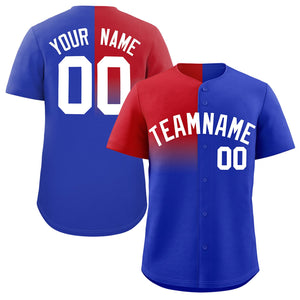 Custom Royal Red Personalized Half Gradient Design Authentic Baseball Jersey