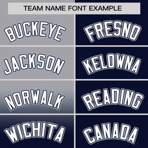 Custom Navy Gray Personalized Half Gradient Design Authentic Baseball Jersey