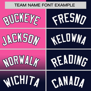 Custom Navy Pink Personalized Half Gradient Design Authentic Baseball Jersey