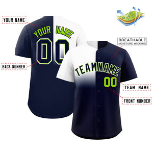 Custom Navy White Personalized Half Gradient Design Authentic Baseball Jersey