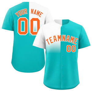 Custom Bright Green White Personalized Half Gradient Design Authentic Baseball Jersey