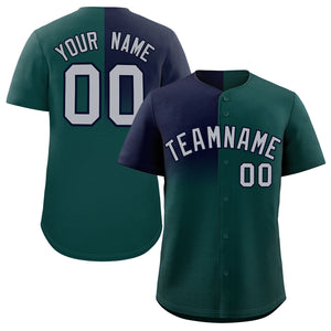 Custom Midnight Green Navy Personalized Half Gradient Design Authentic Baseball Jersey