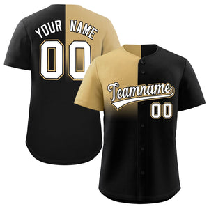 Custom Black Old Gold Personalized Half Gradient Design Authentic Baseball Jersey