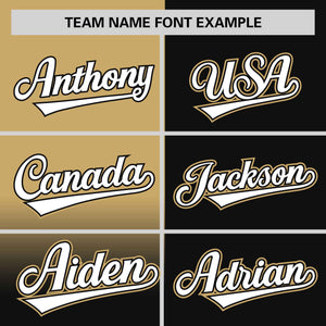 Custom Black Old Gold Personalized Half Gradient Design Authentic Baseball Jersey