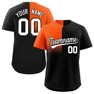 Custom Black Orange Personalized Half Gradient Design Authentic Baseball Jersey