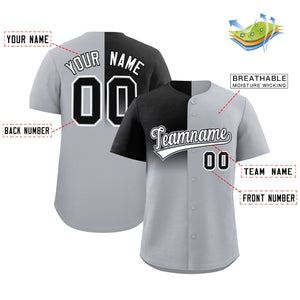 Custom Gray Black Personalized Half Gradient Design Authentic Baseball Jersey