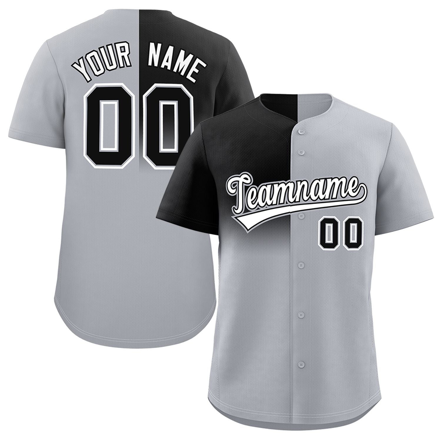 Custom Gray Black Personalized Half Gradient Design Authentic Baseball Jersey