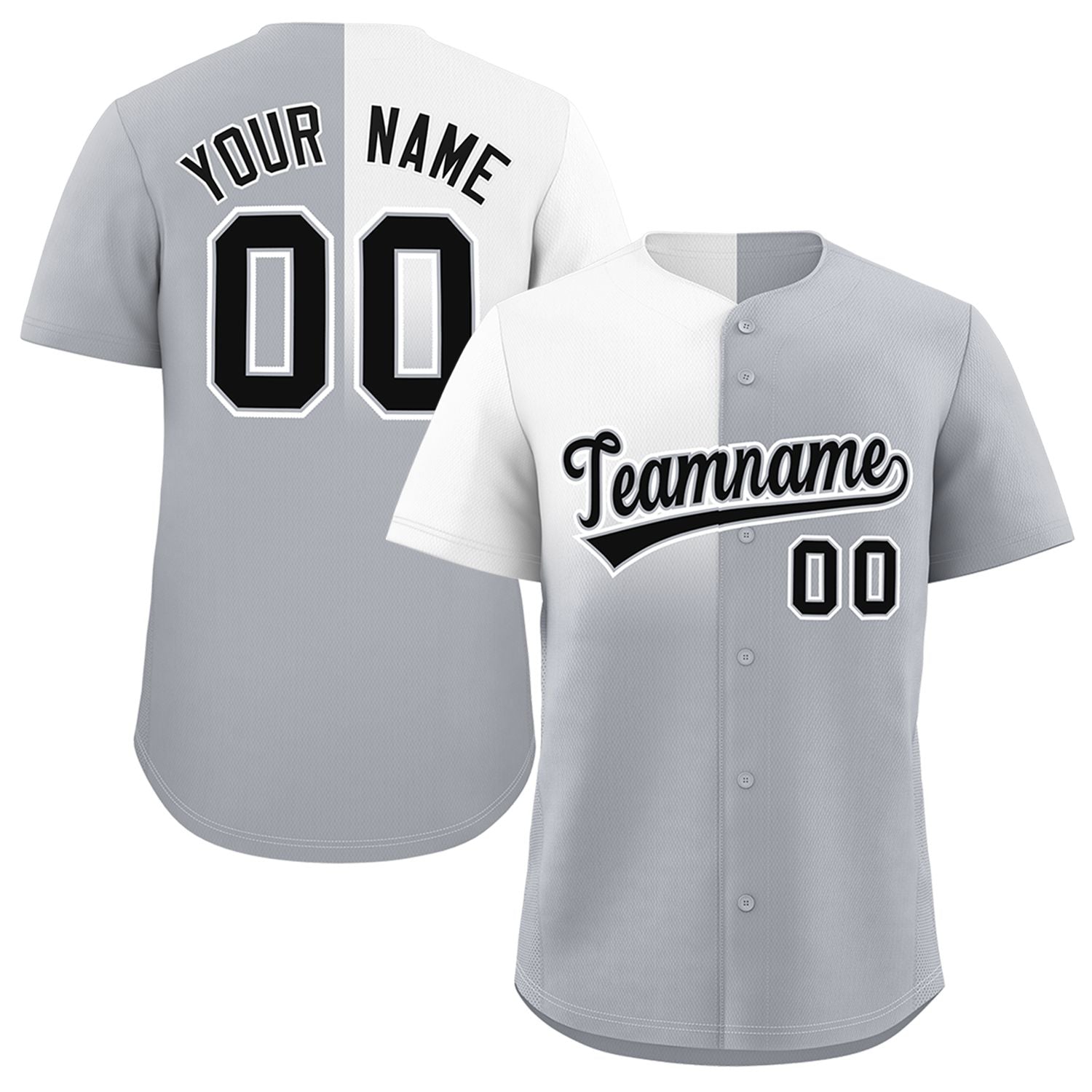 Custom Gray White Personalized Half Gradient Design Authentic Baseball Jersey