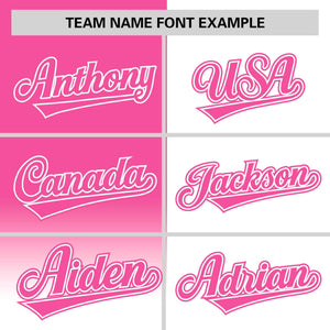 Custom White Pink Personalized Half Gradient Design Authentic Baseball Jersey