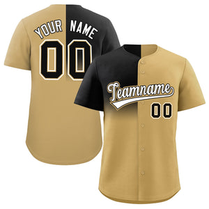 Custom Old Gold Black Personalized Half Gradient Design Authentic Baseball Jersey