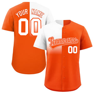 Custom Orange White Personalized Half Gradient Design Authentic Baseball Jersey