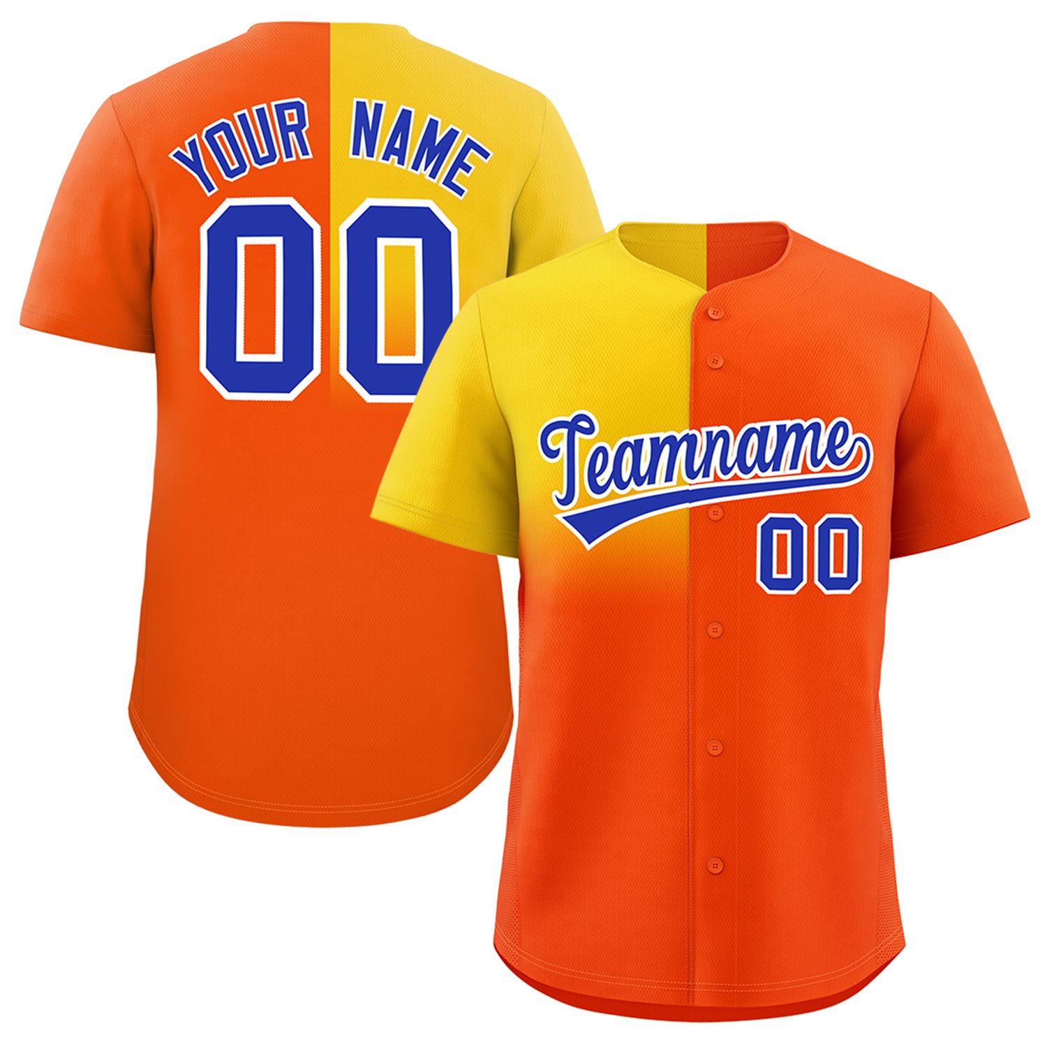 Custom Orange Gold Personalized Half Gradient Design Authentic Baseball Jersey