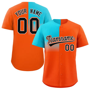 Custom Orange Sky Blue Personalized Half Gradient Design Authentic Baseball Jersey