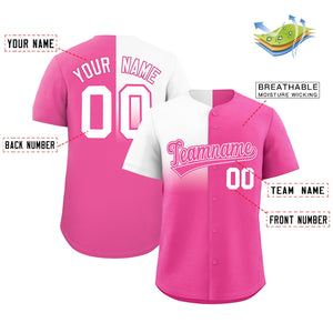 Custom Pink White Personalized Half Gradient Design Authentic Baseball Jersey