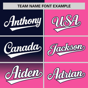 Custom Pink Navy Personalized Half Gradient Design Authentic Baseball Jersey