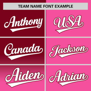 Custom Pink Crimson Personalized Half Gradient Design Authentic Baseball Jersey