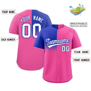 Custom Pink Royal Personalized Half Gradient Design Authentic Baseball Jersey