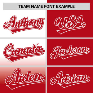 Custom Red White Personalized Half Gradient Design Authentic Baseball Jersey