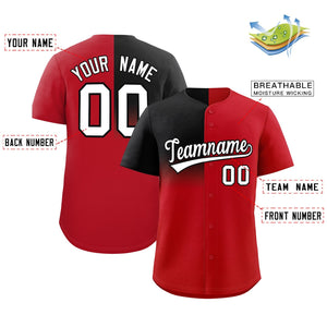 Custom Red Black Personalized Half Gradient Design Authentic Baseball Jersey