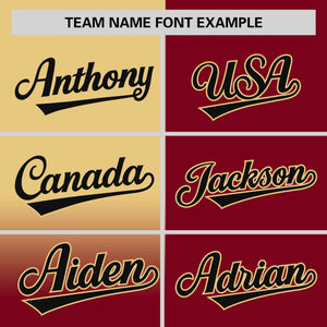 Custom Crimson Khaki Personalized Half Gradient Design Authentic Baseball Jersey