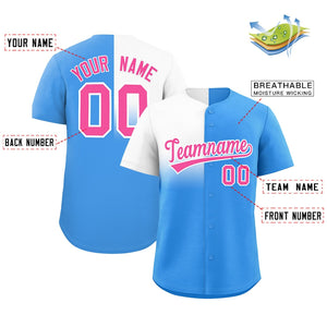 Custom Powder Blue White Personalized Half Gradient Design Authentic Baseball Jersey