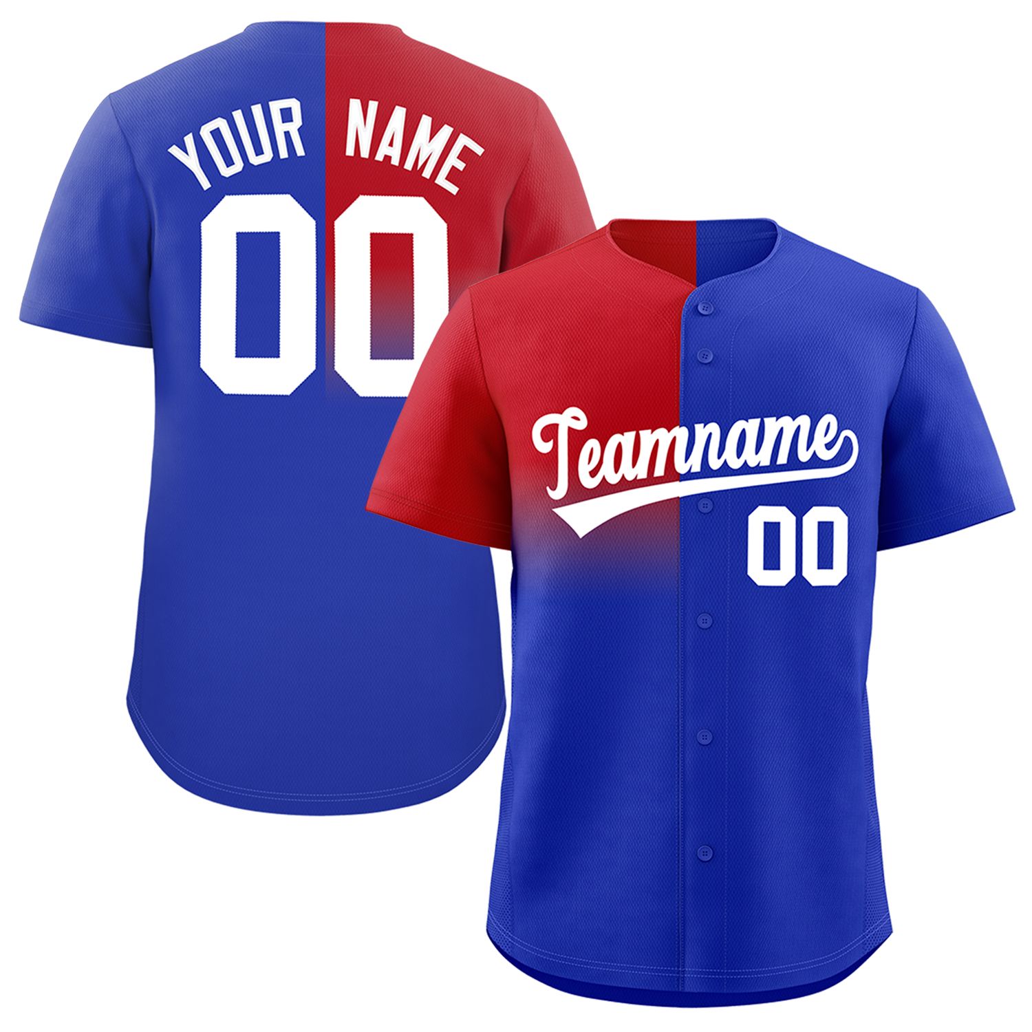 Custom Royal Red Personalized Half Gradient Design Authentic Baseball Jersey