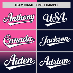 Custom Navy Pink Personalized Half Gradient Design Authentic Baseball Jersey