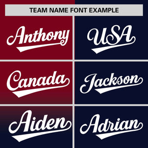 Custom Navy Crimson Personalized Half Gradient Design Authentic Baseball Jersey