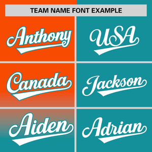 Custom Aqua Orange Personalized Half Gradient Design Authentic Baseball Jersey