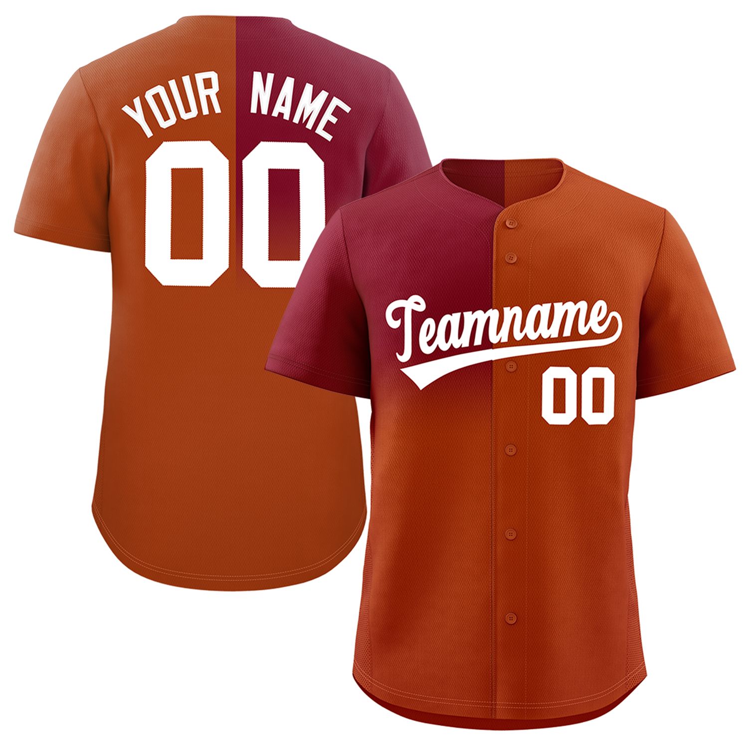 Custom Texas Orange Crimson Personalized Half Gradient Design Authentic Baseball Jersey