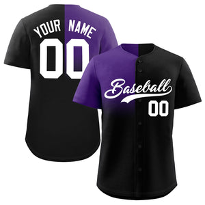 Custom Black Purple Personalized Half Gradient Design Authentic Baseball Jersey