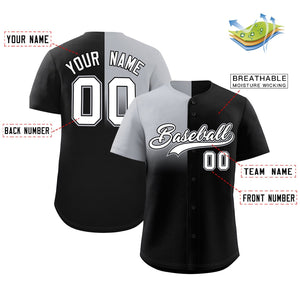 Custom Black Gray Personalized Half Gradient Design Authentic Baseball Jersey