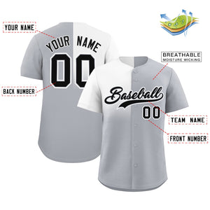 Custom Gray White Personalized Half Gradient Design Authentic Baseball Jersey