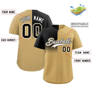 Custom Old Gold Black Personalized Half Gradient Design Authentic Baseball Jersey