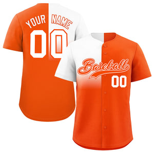 Custom Orange White Personalized Half Gradient Design Authentic Baseball Jersey