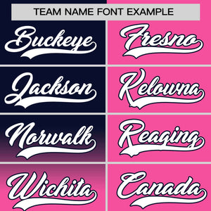 Custom Pink Navy Personalized Half Gradient Design Authentic Baseball Jersey