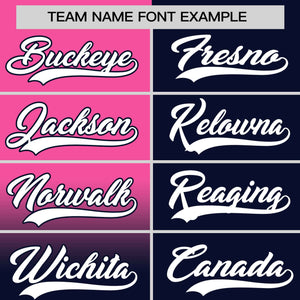 Custom Navy Pink Personalized Half Gradient Design Authentic Baseball Jersey