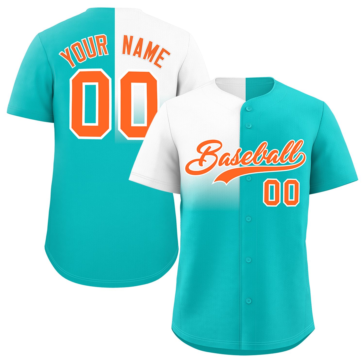 Custom Bright Green White Personalized Half Gradient Design Authentic Baseball Jersey