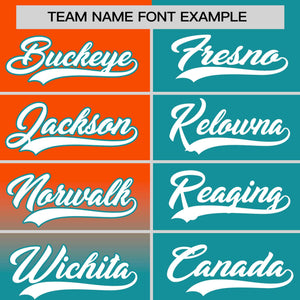 Custom Aqua Orange Personalized Half Gradient Design Authentic Baseball Jersey