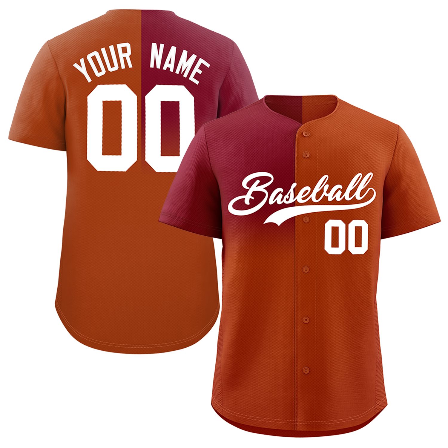 Custom Texas Orange Crimson Personalized Half Gradient Design Authentic Baseball Jersey