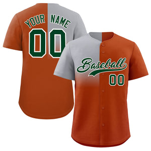 Custom Texas Orange Gray Personalized Half Gradient Design Authentic Baseball Jersey