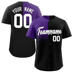 Custom Black Purple Personalized Half Gradient Design Authentic Baseball Jersey