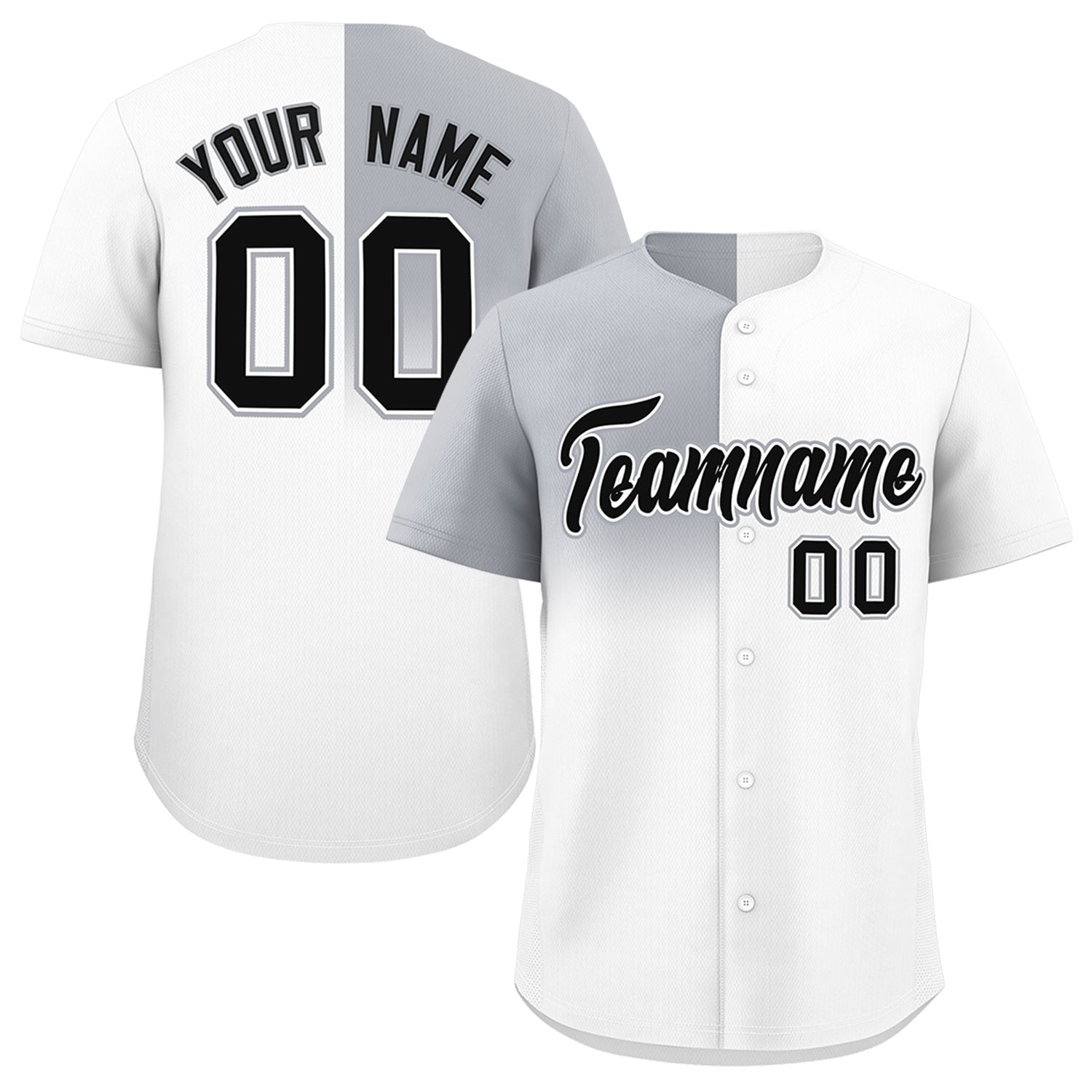 Custom White Gray Personalized Half Gradient Design Authentic Baseball Jersey