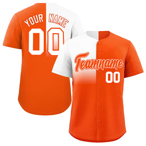 Custom Orange White Personalized Half Gradient Design Authentic Baseball Jersey