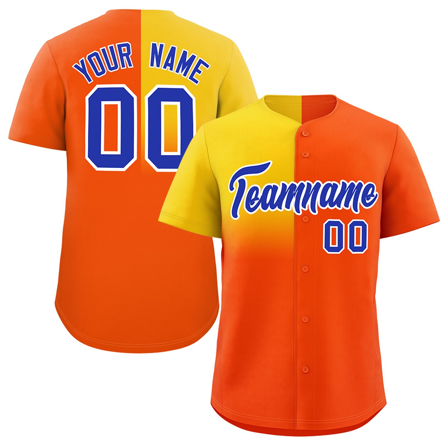 Custom Orange Gold Personalized Half Gradient Design Authentic Baseball Jersey